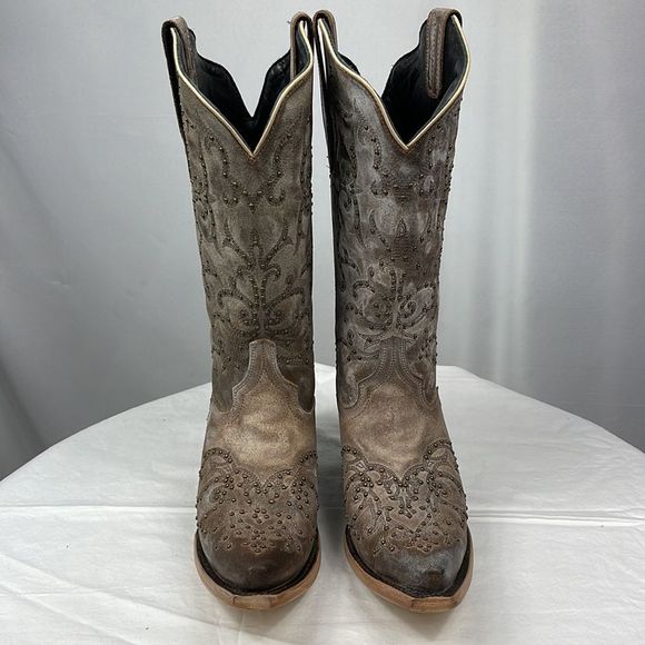 JB Dillon Reserve Boots Snip Toe Studded Distressed Coloring Cowboy NEW … - Picture 3 of 10